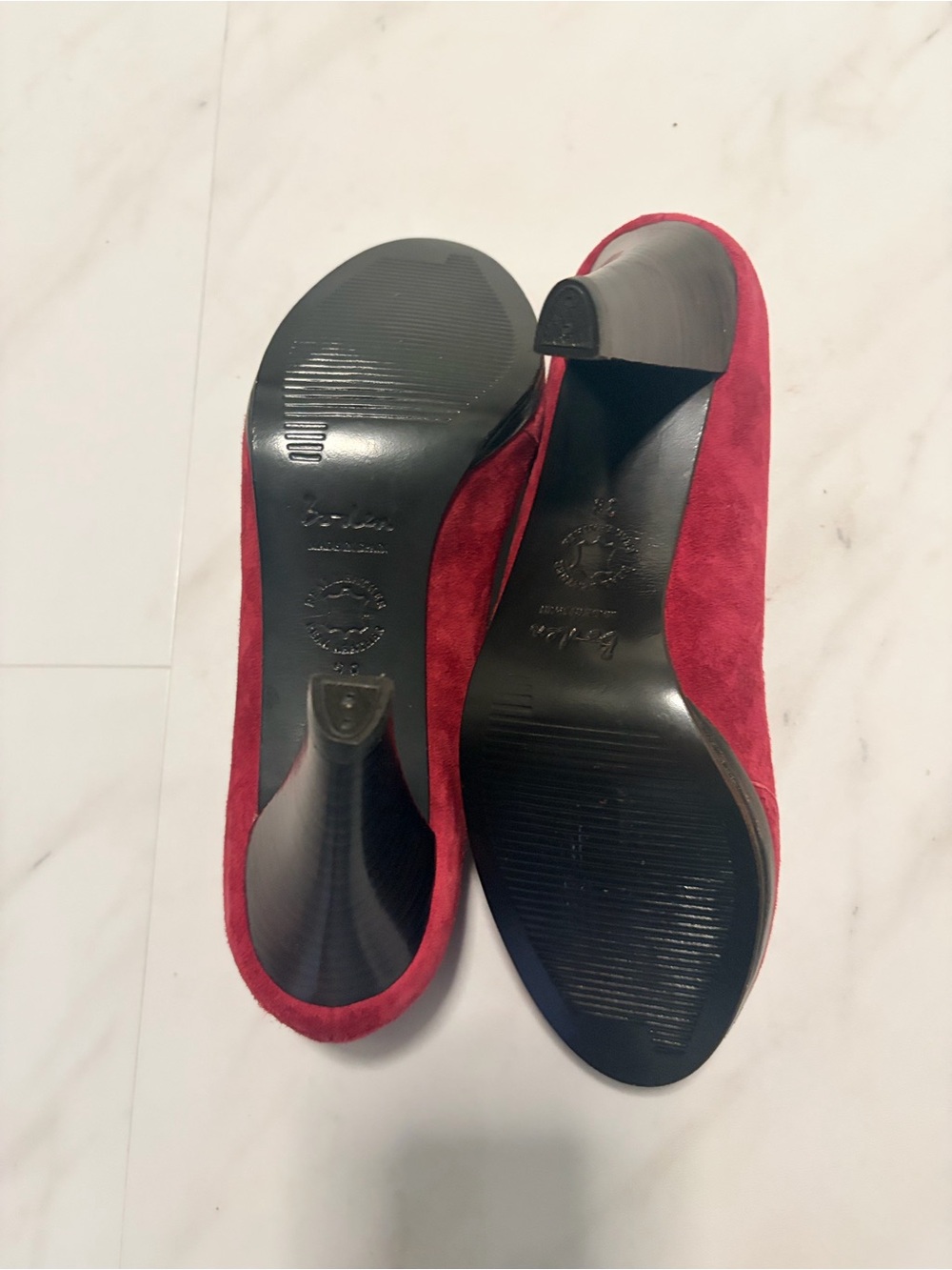 BODEN Womens Size 38 (US 7.5) Burgundy Perforated Suede Leather Pumps EUC - Picture 11 of 13